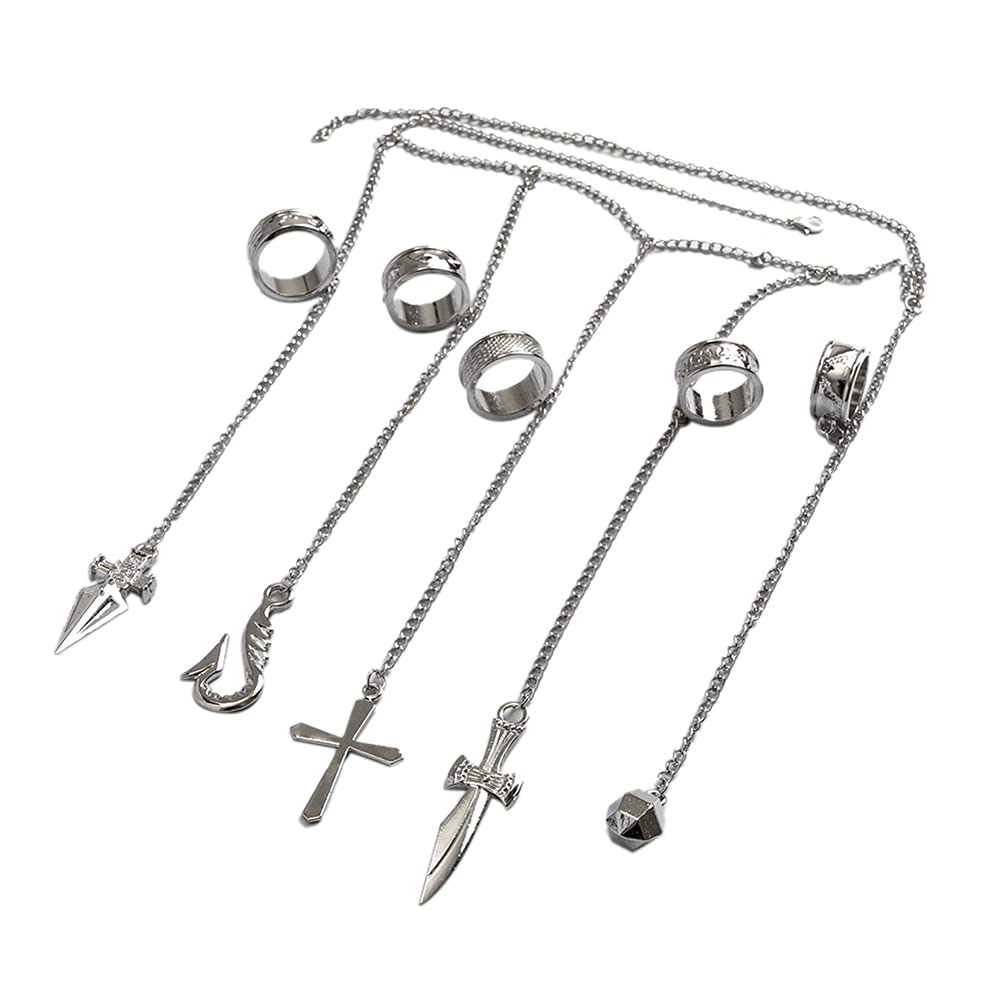 Kurapika Judgement Hand Chain Bracelet – HXH Cosplay Jewelry with 5 Finger Rings