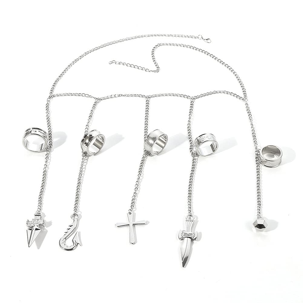 Kurapika Judgement Hand Chain Bracelet – HXH Cosplay Jewelry with 5 Finger Rings