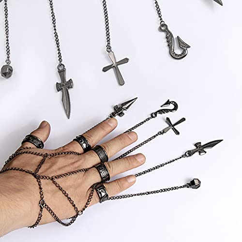 Kurapika Judgement Hand Chain Bracelet – HXH Cosplay Jewelry with 5 Finger Rings