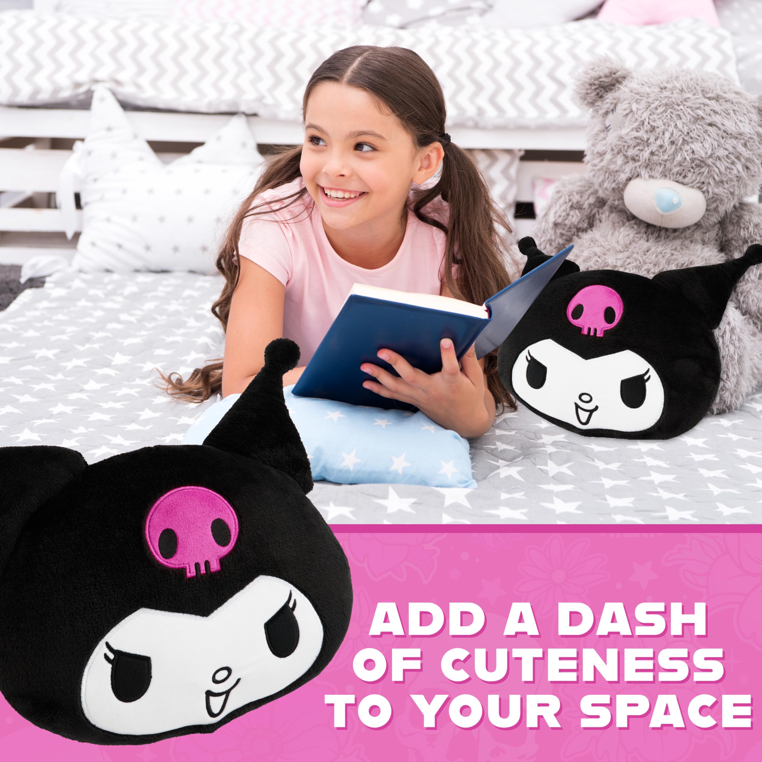 Kuromi Plush Cushion Pillow - 12.4x11 Inch Sanrio Kawaii Throw Pillow by Get Trend