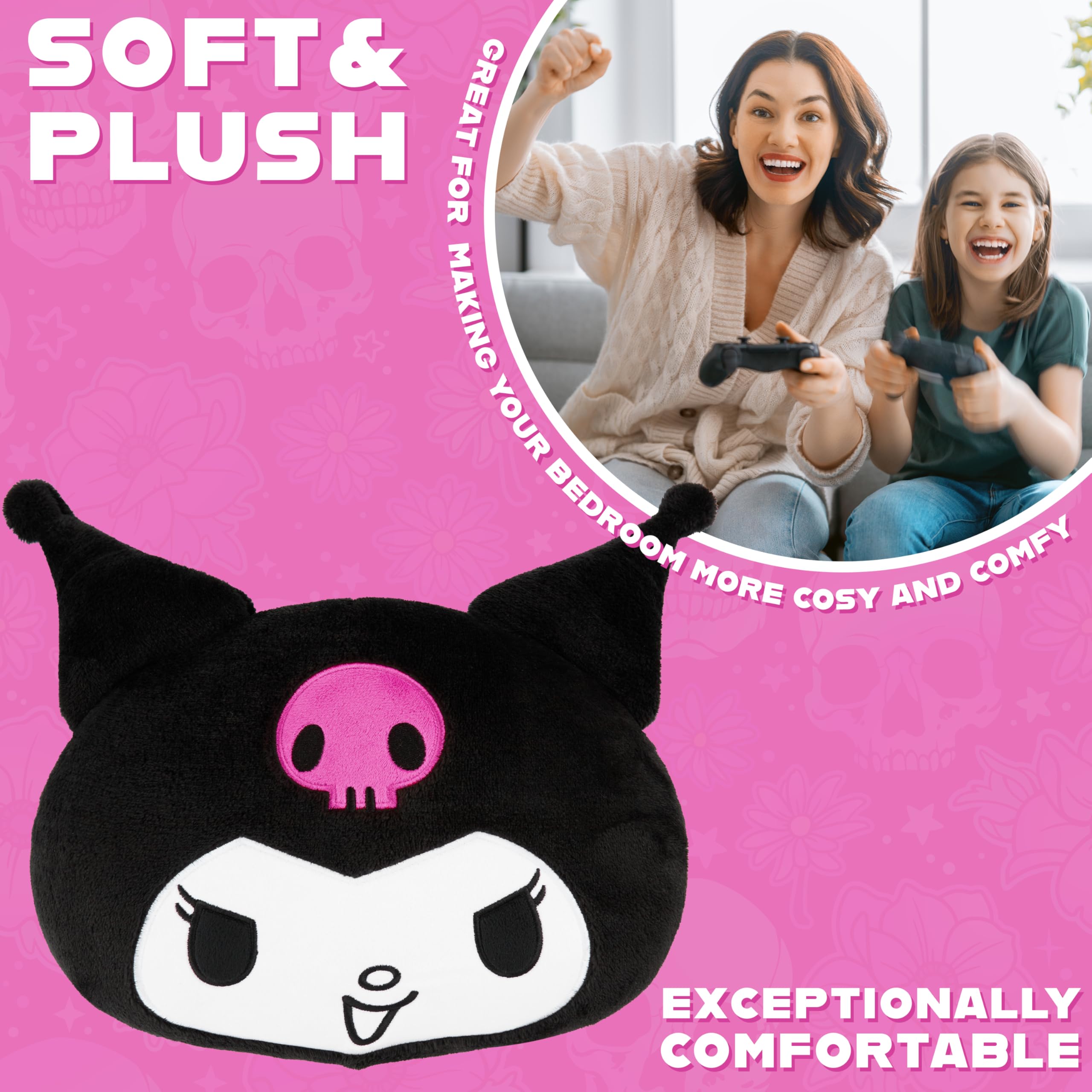 Kuromi Plush Cushion Pillow - 12.4x11 Inch Sanrio Kawaii Throw Pillow by Get Trend