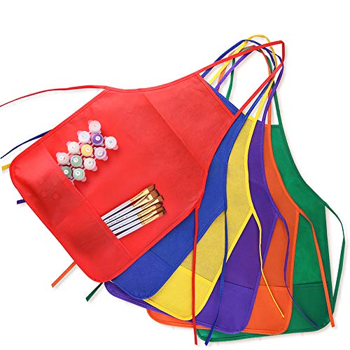 KUUQA Kids Art Apron Bulk - Non-Woven Smock with Pockets, BPA Free, Ages 3-7