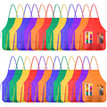 KUUQA Kids Art Aprons Bulk 24-Pack – Non-Woven Painting Smocks with Two Pockets for Ages 3-7