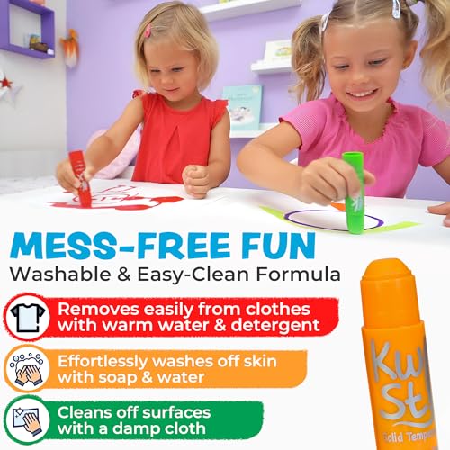 Kwik Stix 12-Color Solid Tempera Paint Sticks – Washable, Quick-Dry, Non-Toxic for Kids