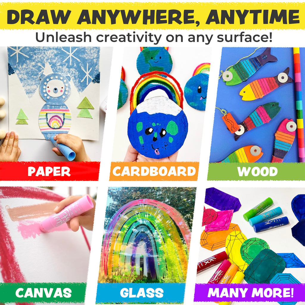Kwik Stix 12-Color Solid Tempera Paint Sticks – Washable, Quick-Dry, Non-Toxic for Kids