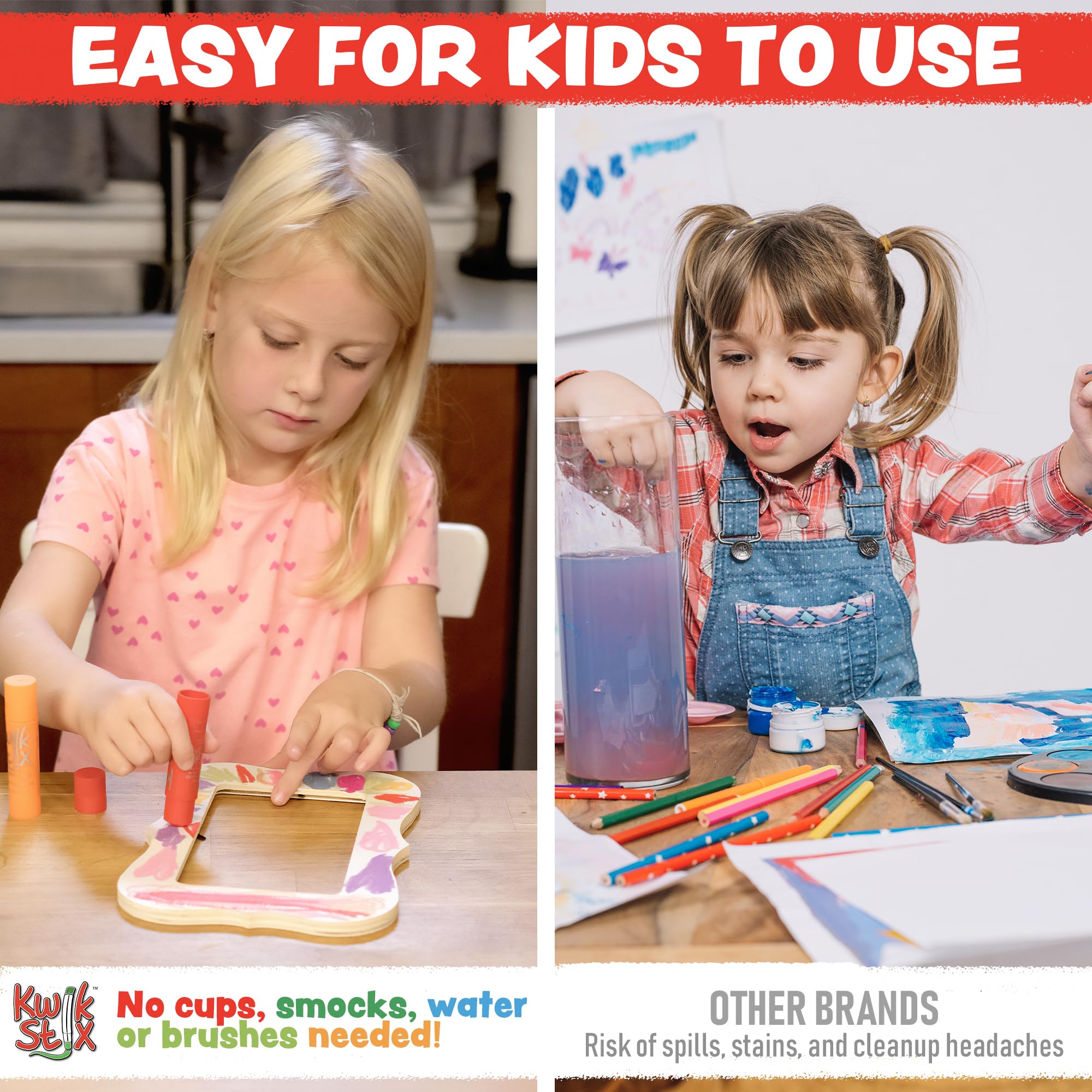 Kwik Stix 12-Color Solid Tempera Paint Sticks – Washable, Quick-Dry, Non-Toxic for Kids