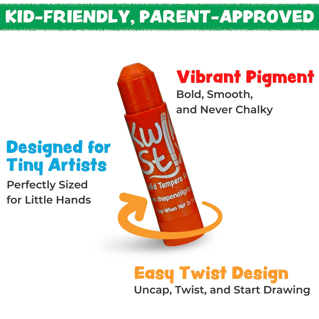 Kwik Stix 12-Color Solid Tempera Paint Sticks – Washable, Quick-Dry, Non-Toxic for Kids