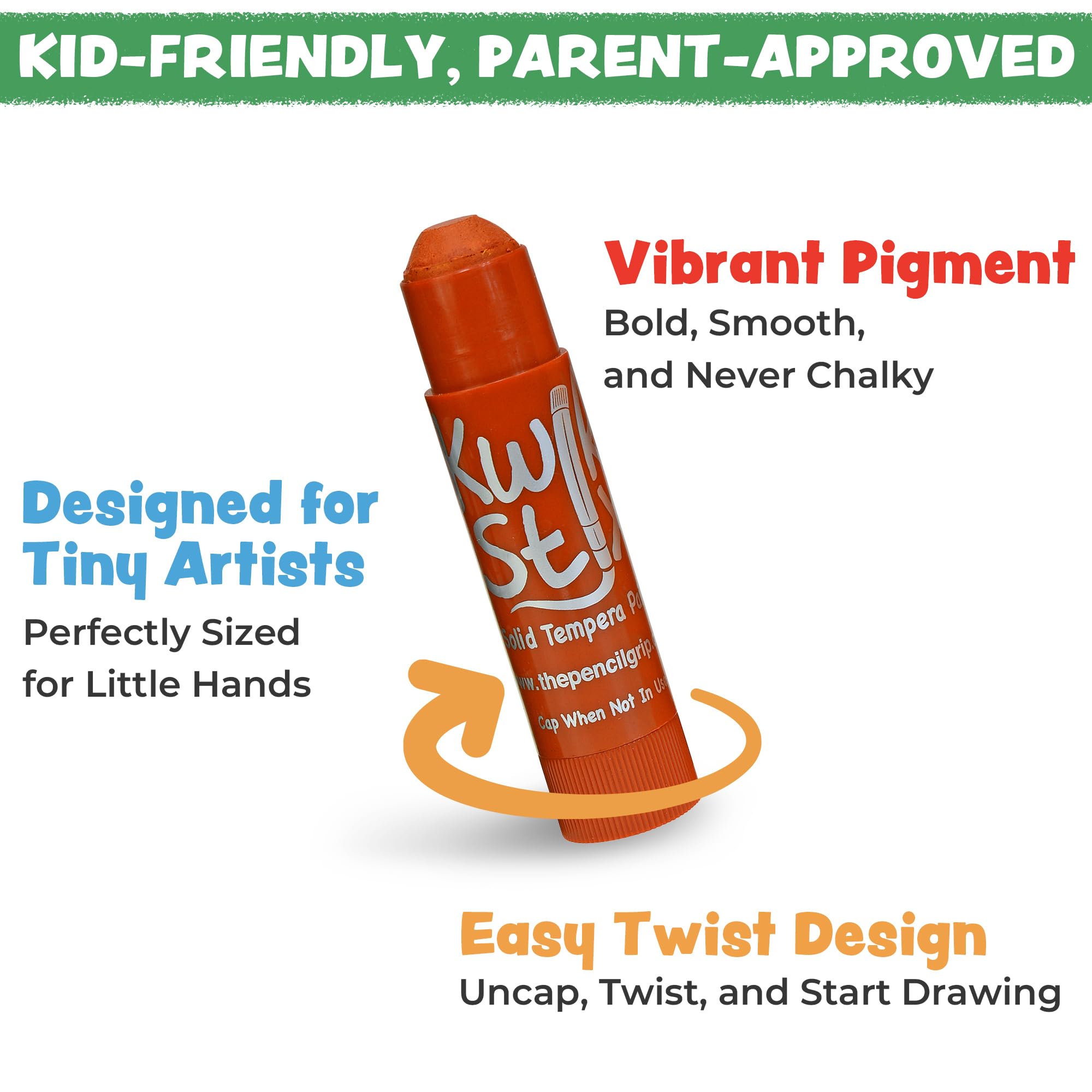 Kwik Stix 12-Color Solid Tempera Paint Sticks – Washable, Quick-Dry, Non-Toxic for Kids
