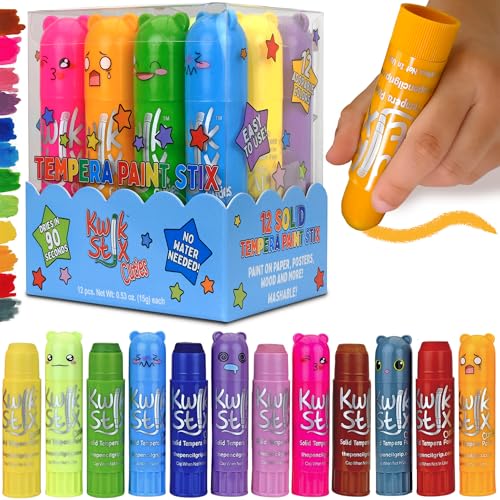 Kwik Stix Cuties: 12 Kawaii Washable Paint Sticks – Non-Toxic, Quick-Drying Solid Tempera for Kids