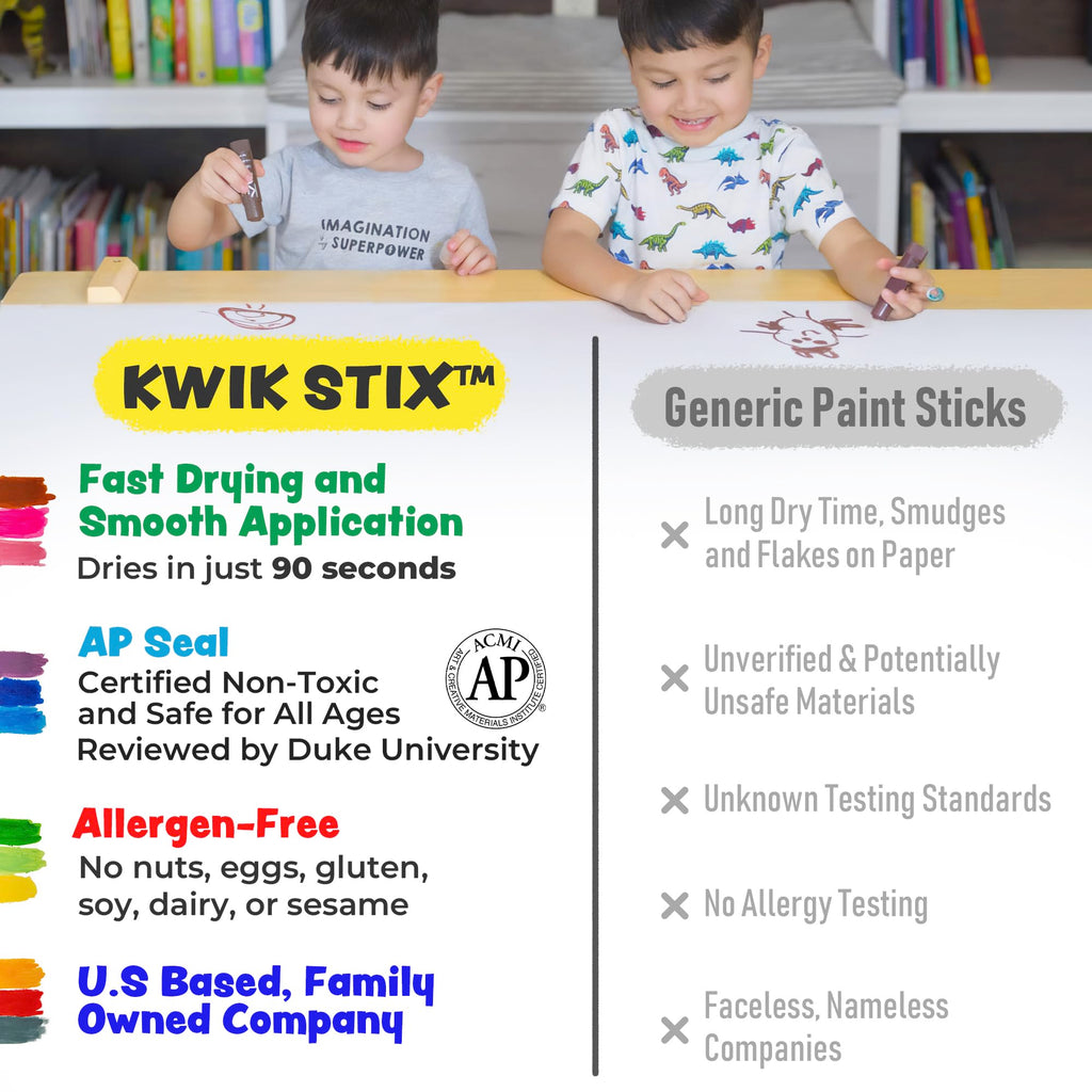 Kwik Stix Cuties: 12 Kawaii Washable Paint Sticks – Non-Toxic, Quick-Drying Solid Tempera for Kids
