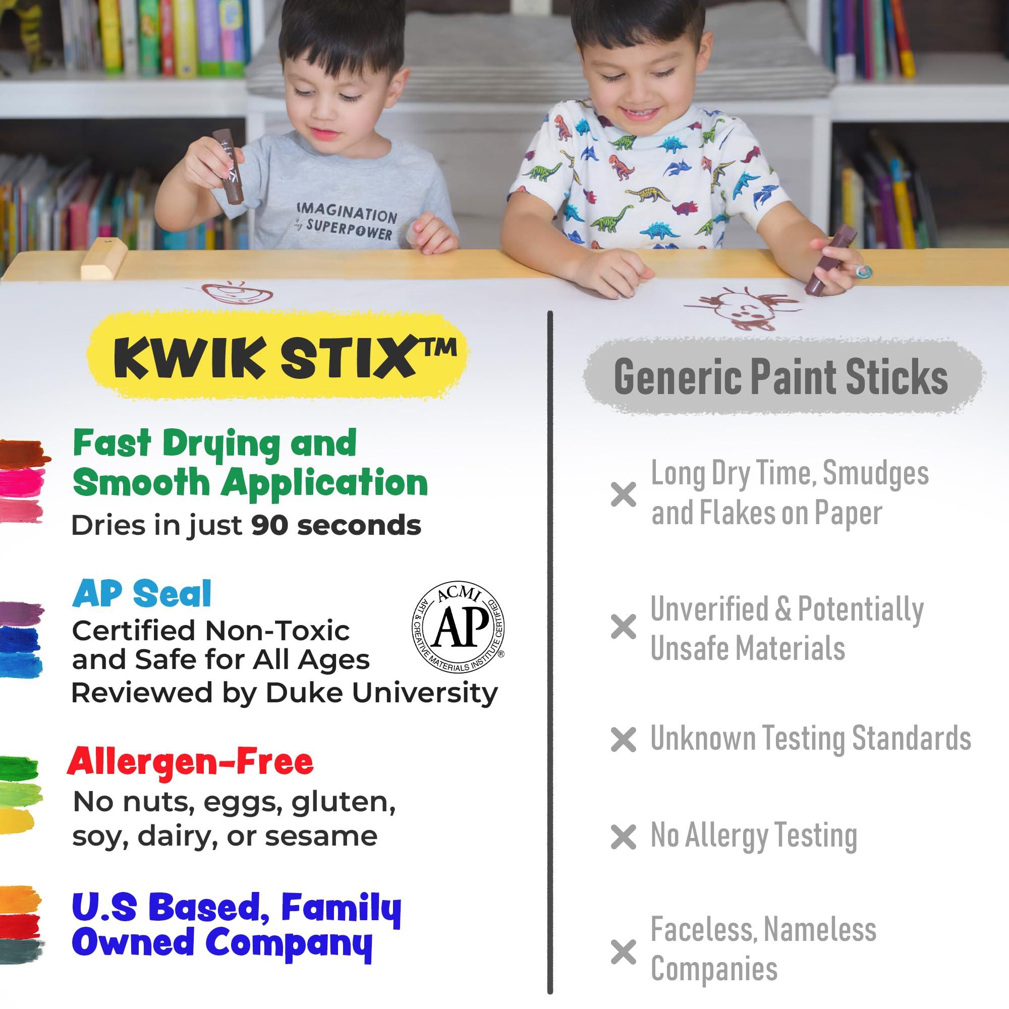 Kwik Stix Cuties: 12 Kawaii Washable Paint Sticks – Non-Toxic, Quick-Drying Solid Tempera for Kids