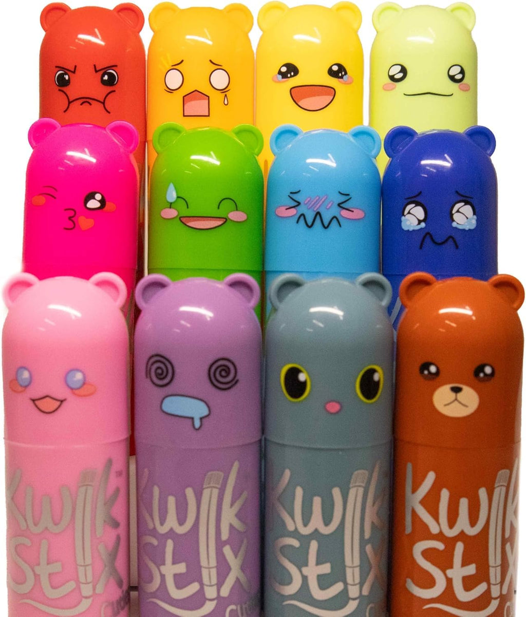 Kwik Stix Cuties: 12 Kawaii Washable Paint Sticks – Non-Toxic, Quick-Drying Solid Tempera for Kids
