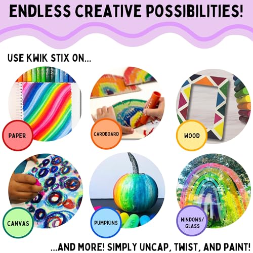 Kwik Stix Tempera Paint Sticks - Earth Tones, 6 Colors, Non-Toxic & Washable
