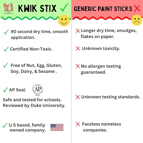 Kwik Stix Tempera Paint Sticks - Earth Tones, 6 Colors, Non-Toxic & Washable