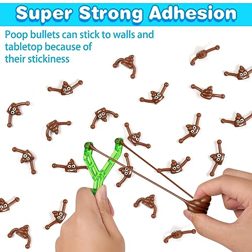 KXCOFTXI 60-Piece Finger Slingshot Prank Set – 10 Slingshots + 50 Reusable Poop Bullets for Halloween Gags