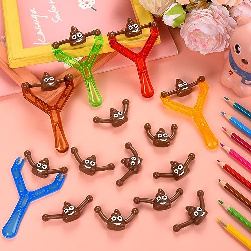 KXCOFTXI 60-Piece Finger Slingshot Prank Set – 10 Slingshots + 50 Reusable Poop Bullets for Halloween Gags