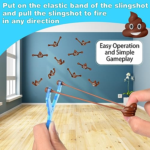 KXCOFTXI 60-Piece Finger Slingshot Prank Set – 10 Slingshots + 50 Reusable Poop Bullets for Halloween Gags