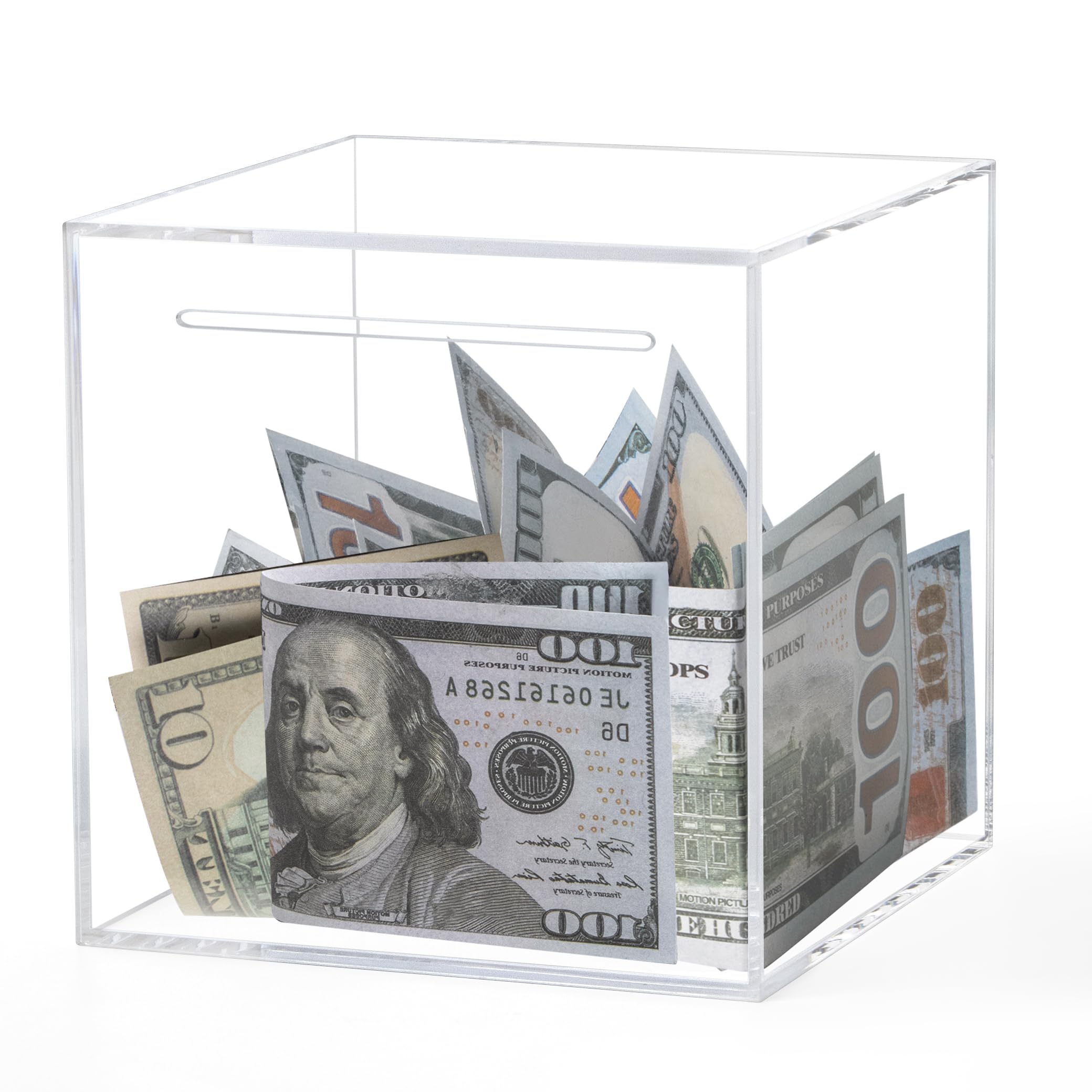 Kypeeka Clear Acrylic Piggy Bank – Unopenable Money Box for Adults & Kids (4.72")