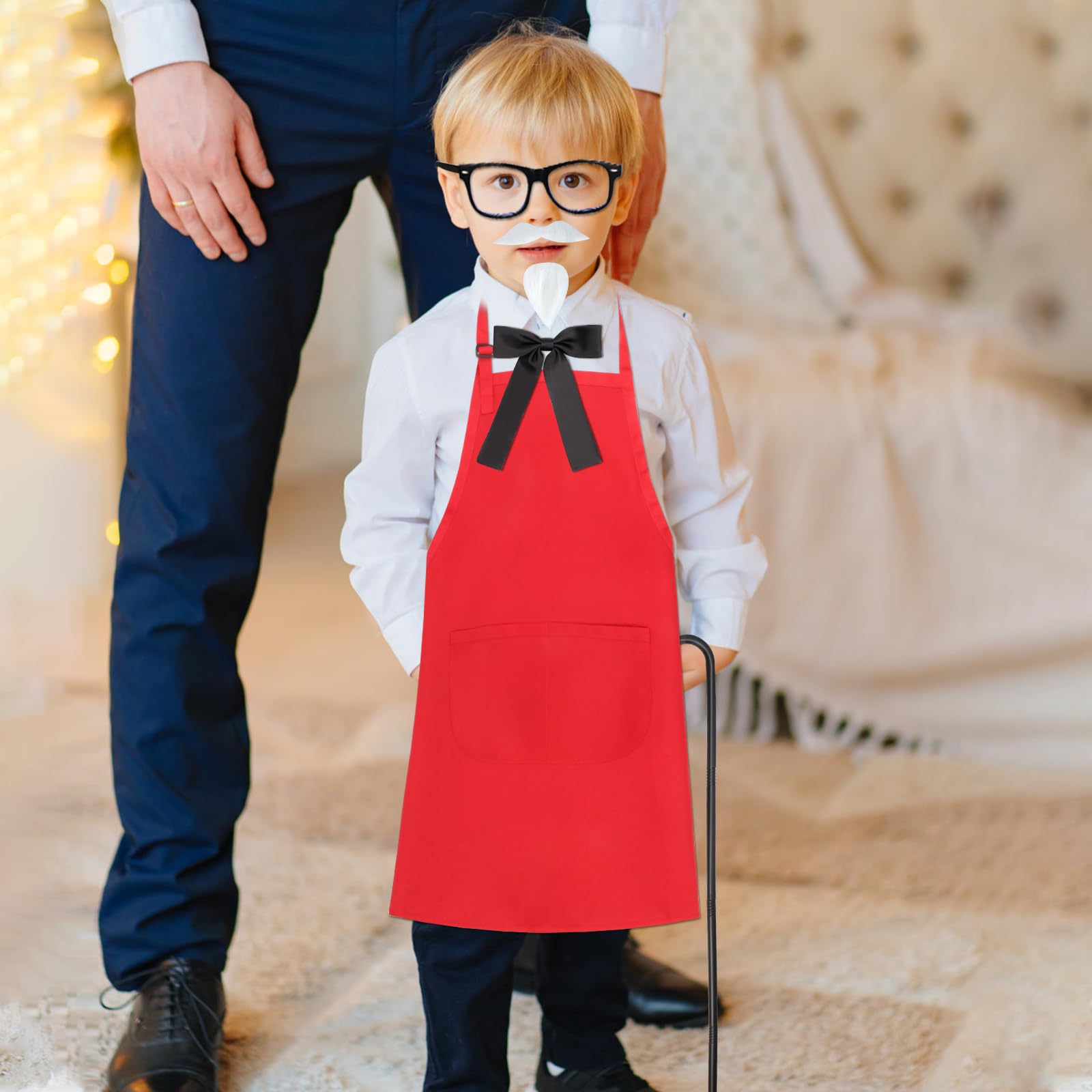 Kyson Kids Chef Costume Kit – 5-Piece Set with Apron, Bowtie, Glasses, Mustache & Cane