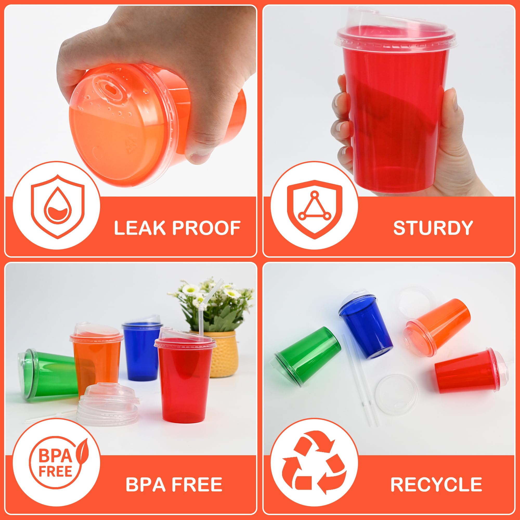 L LIKED 12 oz Sippy Cups 20-Pack: Spill-Proof, BPA-Free, Assorted Colors