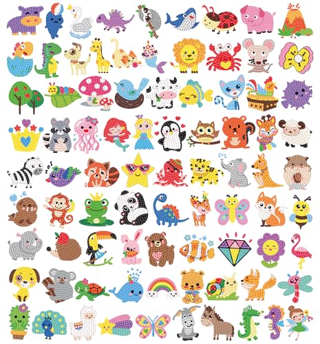 Labeol Diamond Art Kits for Kids Ages 6-12 – Easy DIY Sticker Craft by Numbers (Colorful Animal)