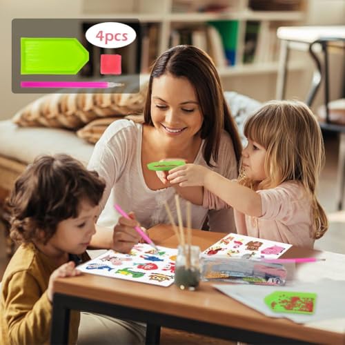Labeol Diamond Art Kits for Kids Ages 6-12 – Easy DIY Sticker Craft by Numbers (Colorful Animal)