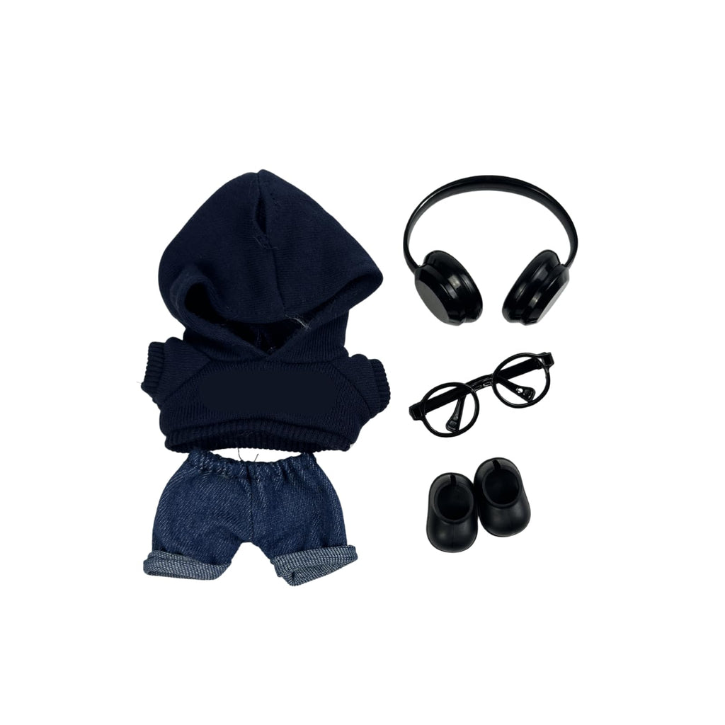 Labubu Clothing Set Cool-1: Outfit with Glasses, Headphones & Shoes for 17cm Dolls (Doll Not Included)