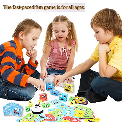 LADVATKIN Wooden Face Changing Magic Cube Game with Bell – Expression Pattern Matching Puzzle for Kids & Adults Family Night Fun