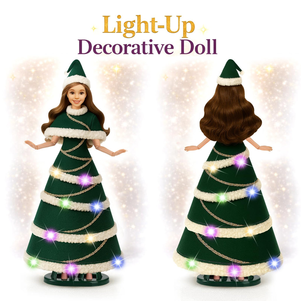 Lady Cat 11.5-Inch Light-Up Decorative Doll with LED Dress and Display Stand