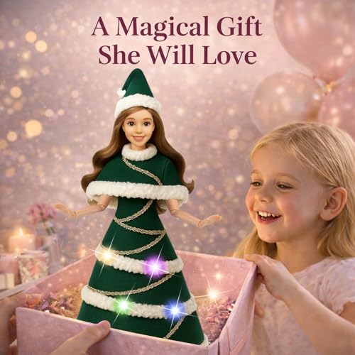 Lady Cat 11.5-Inch Light-Up Decorative Doll with LED Dress and Display Stand