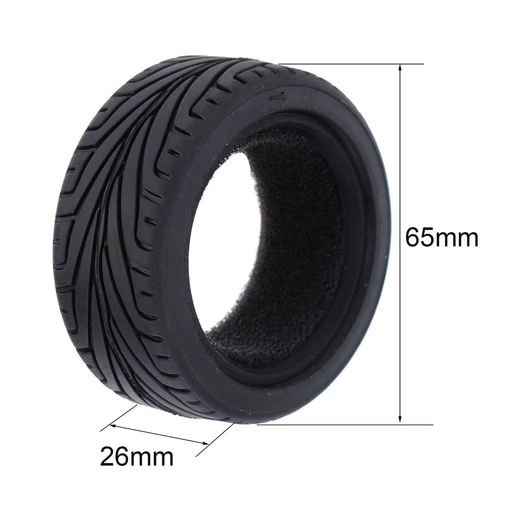 LAFEINA 65mm 1/10 RC On-Road Run-Flat Tires (4-Pack) for HSP, Tamiya, HPI, Kyosho