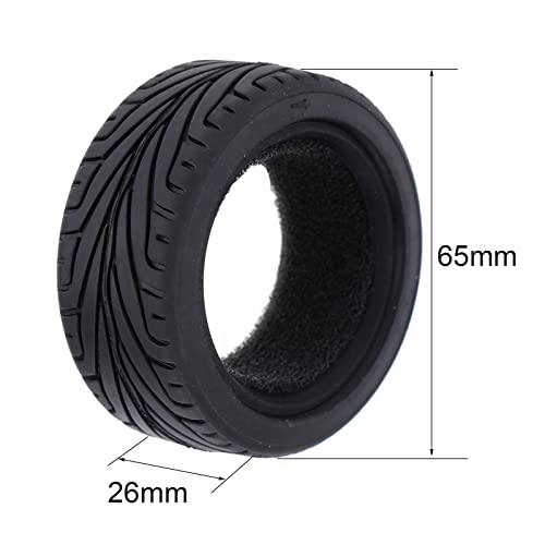 LAFEINA 65mm 1/10 RC On-Road Run-Flat Tires (4-Pack) for HSP, Tamiya, HPI, Kyosho