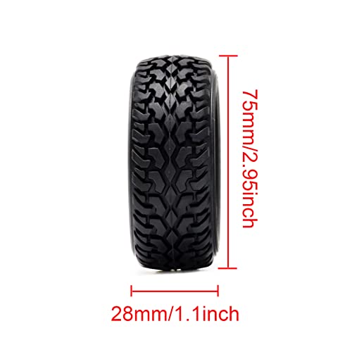 LAFEINA 75mm RC Rally Car Tires - 4 Pack Rubber On-Road Tires for 1/10 & 1/16 Scale