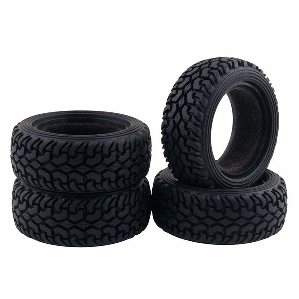 LAFEINA 75mm RC Rally Car Tires - 4 Pack Rubber On-Road Tires for 1/10 & 1/16 Scale