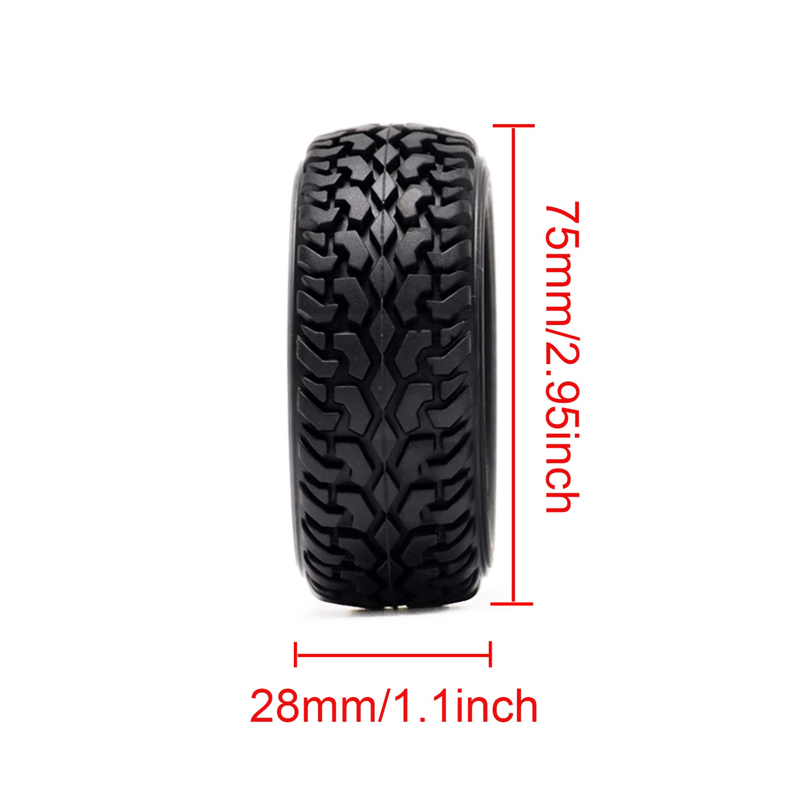 LAFEINA 75mm RC Rally Car Tires - 4 Pack Rubber On-Road Tires for 1/10 & 1/16 Scale