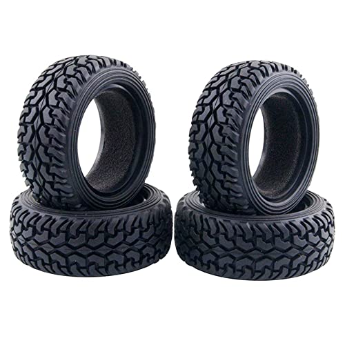 LAFEINA 75mm RC Rally Car Tires - 4 Pack Rubber On-Road Tires for 1/10 & 1/16 Scale