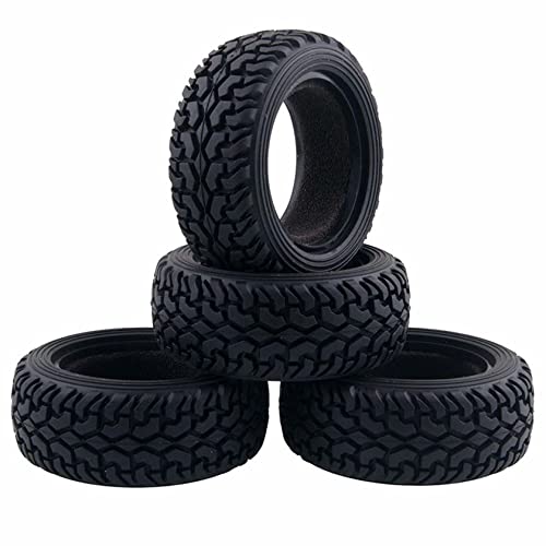 LAFEINA 75mm RC Rally Car Tires - 4 Pack Rubber On-Road Tires for 1/10 & 1/16 Scale