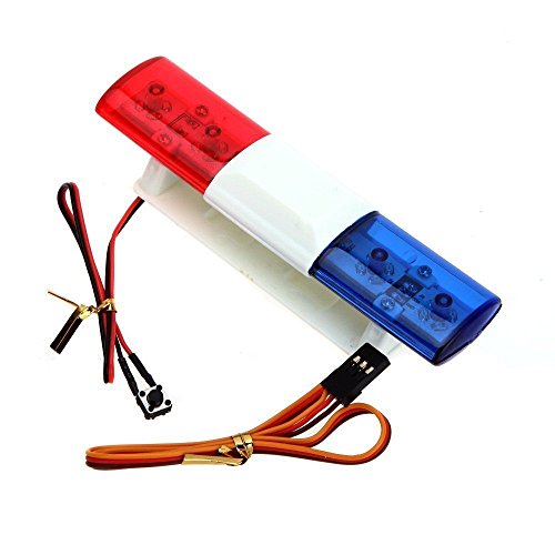 LAFEINA Red & Blue LED Police Flash Light for 1/10 1/8 RC Crawler, Monster Truck, SCX10, TRX4