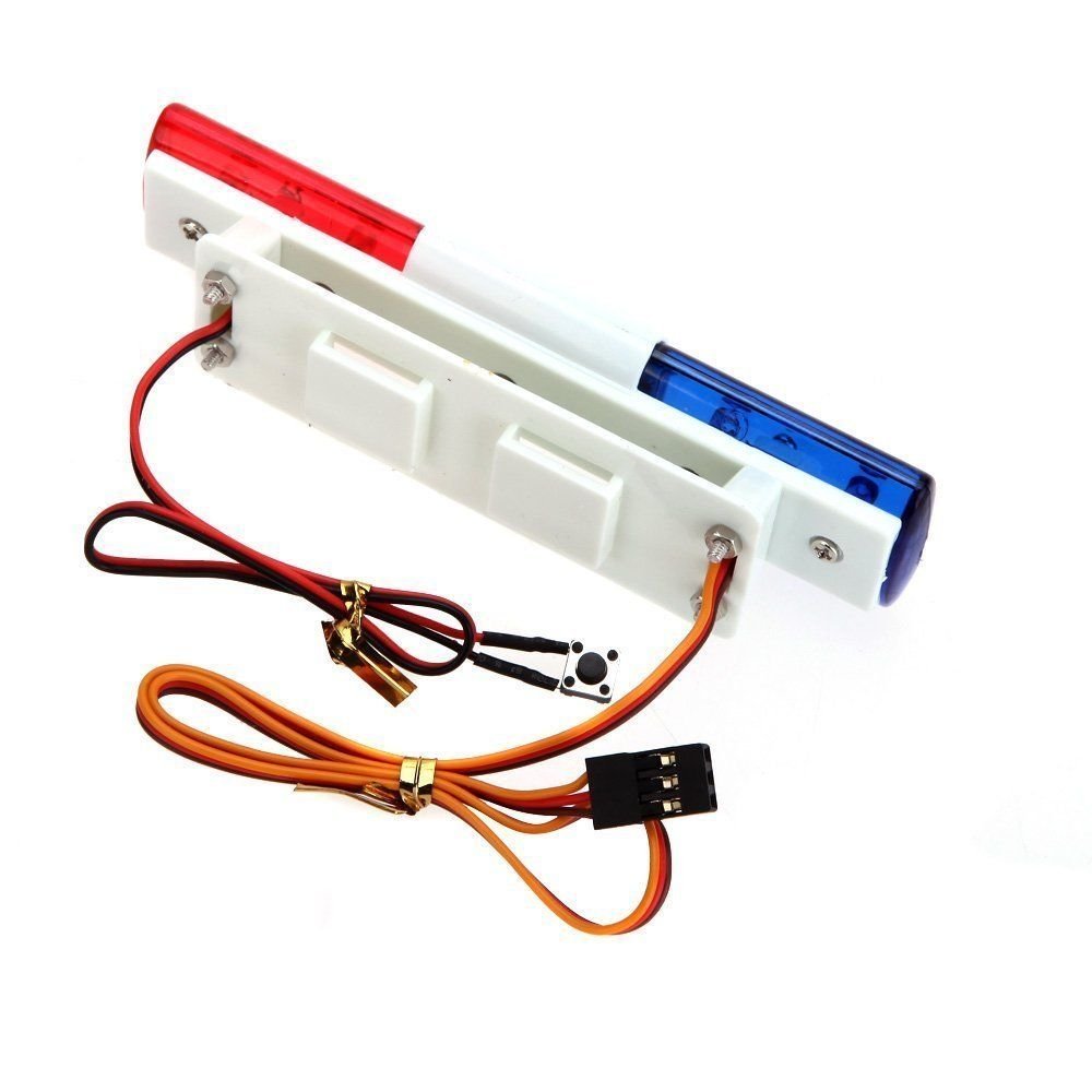 LAFEINA Red & Blue LED Police Flash Light for 1/10 1/8 RC Crawler, Monster Truck, SCX10, TRX4