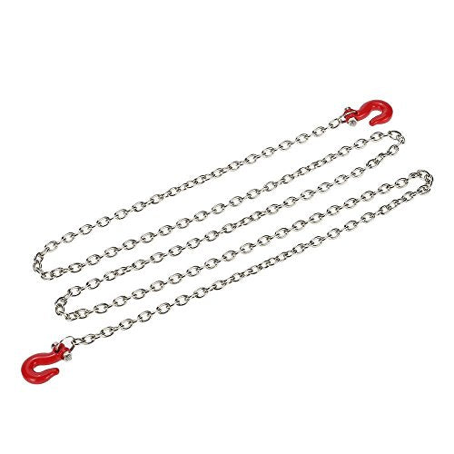 LAFEINA Red Metal Tow Hook & Chain for 1/10 RC Rock Crawler D90 SCX10 Trailer Accessory