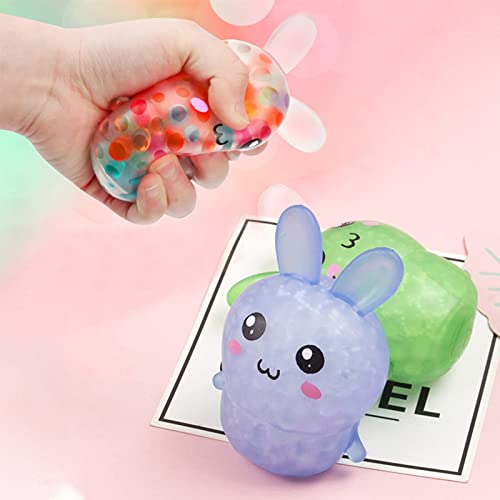 LAHAND 4-Pack Squishy Easter Bunny Stress Balls – Cute Silicone Fidget Toys for Easter Basket Stuffers, Party Favors, and Anxiety Relief