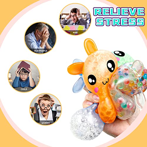 LAHAND 4-Pack Squishy Easter Bunny Stress Balls – Cute Silicone Fidget Toys for Easter Basket Stuffers, Party Favors, and Anxiety Relief