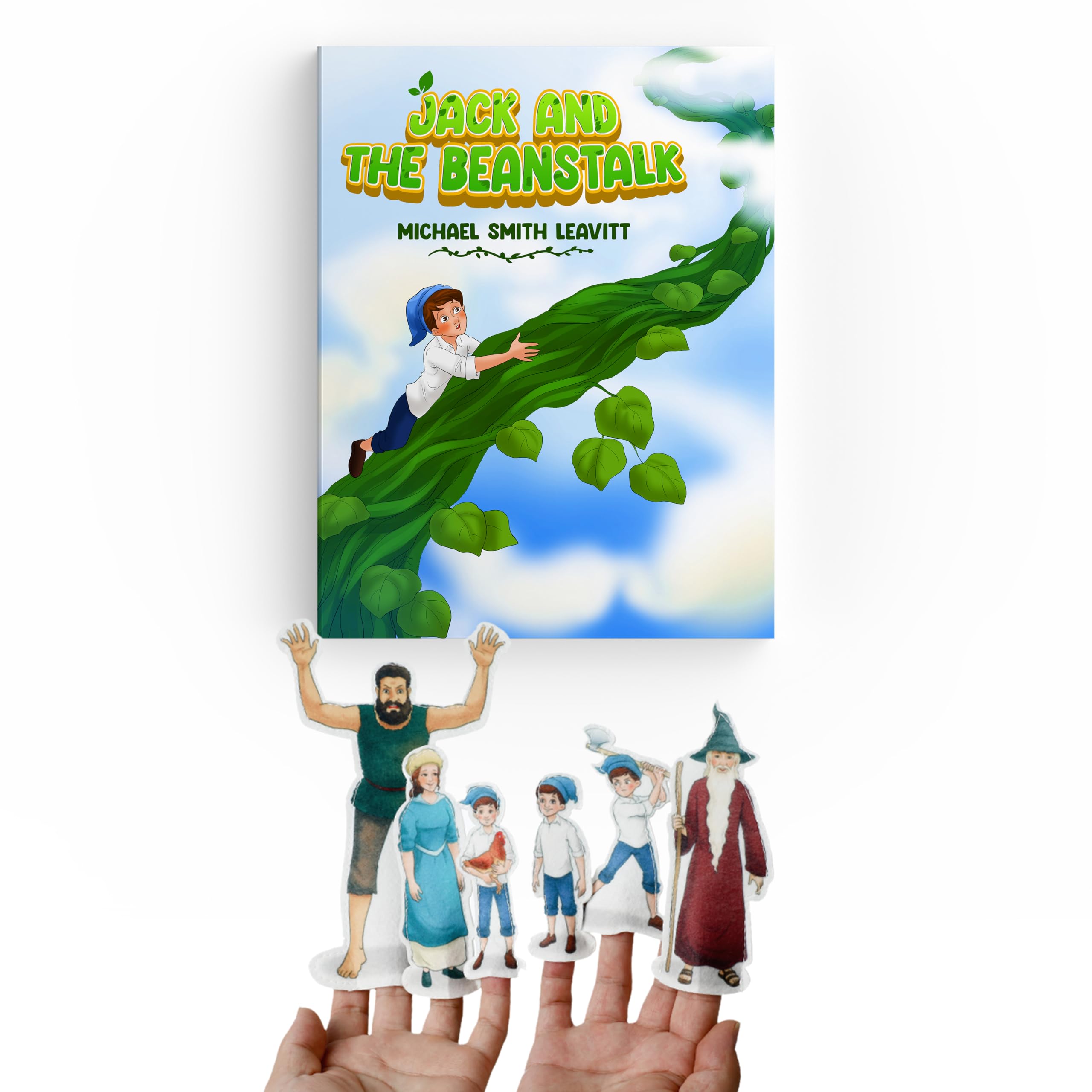 LAHEY LANE Jack and the Beanstalk Interactive Storybook with Finger Puppets – Sturdy Hardcover Fairy Tale for Kids Ages 3-5