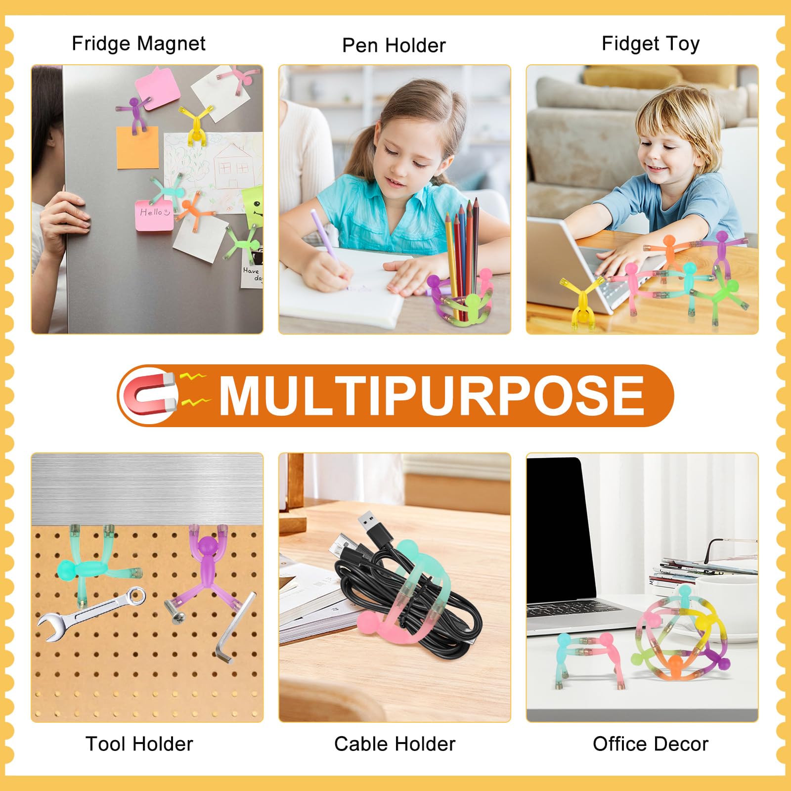 laleay 6-Pack Magnetic People Figures – Desk Decor, Travel Toys & Sensory Magnets
