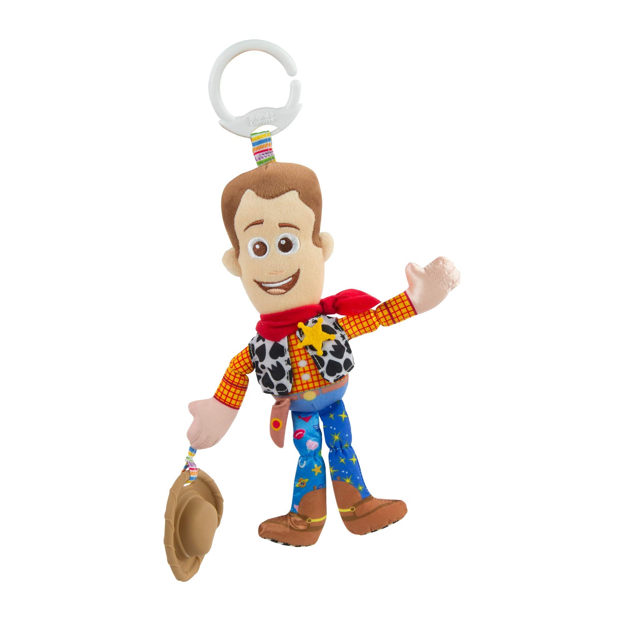 Lamaze Disney/Pixar Toy Story Woody Clip & Go Stroller Toy – Sensory Toy with Rattle, Crinkles, and Clip