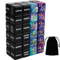 LAMJAM 48-Piece MTG Dice Set – 24 Keyword Dice & 24 Number Counters with Velvet Pouch