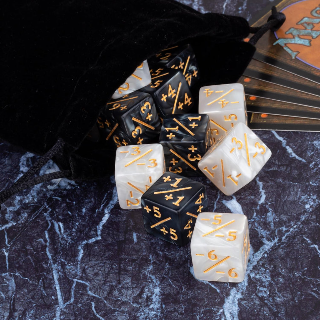 LAMJAM 48-Piece MTG Keyword & Counter Dice Set – Abilities Dice (+1/+1 & -1/-1) with Pouch