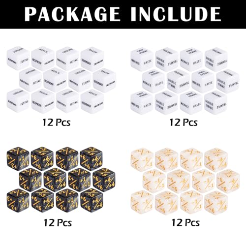 LAMJAM 48-Piece MTG Keyword & Counter Dice Set – Abilities Dice (+1/+1 & -1/-1) with Pouch