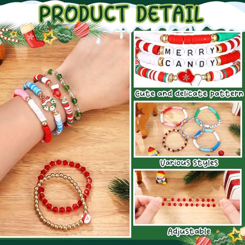 Landical 40-Piece Christmas Heishi Bracelet Set – Colorful Stretch Bracelets for Party Gifts