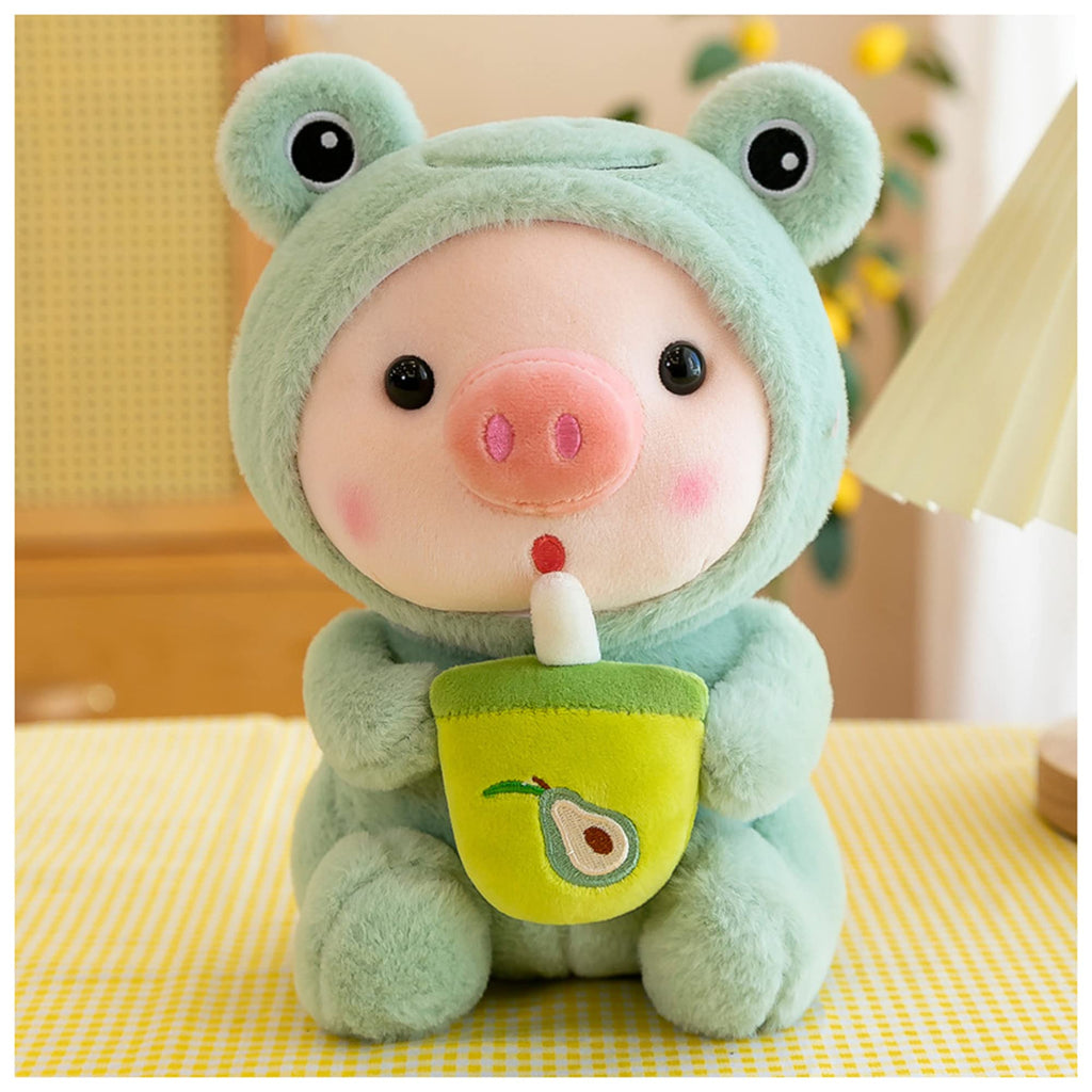 LANFIRE 9.8-Inch Pig Plush Pillow Dressed as Frog Tiger Rabbit Cute Stuffed Animal Pillow for Kids